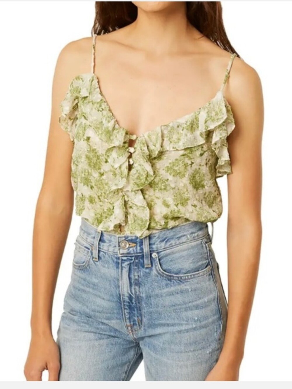 New Misa Los Angeles Bambi ruffle trim cami XS